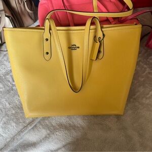 Coach Yellow Leather Saffiano Tote